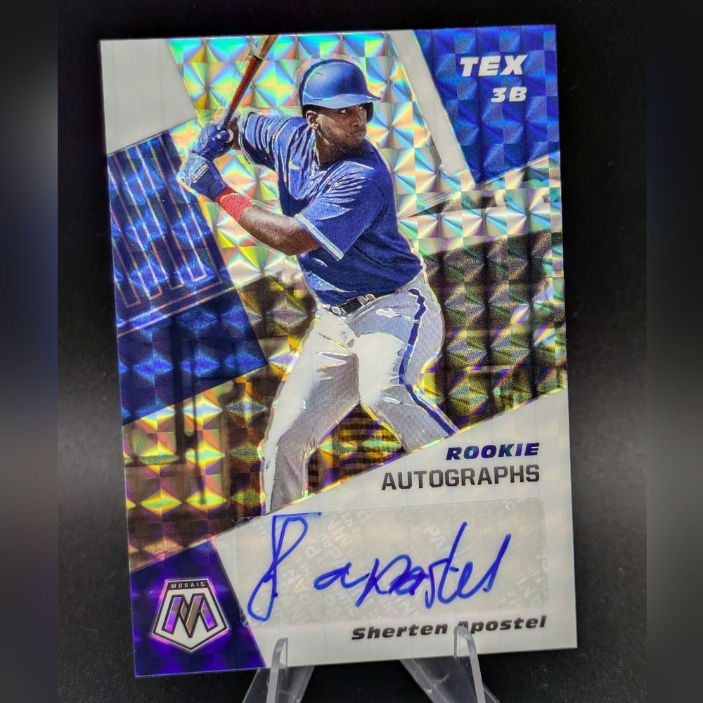 2021 Sherten Apostel Rookie Autographs Mosaic Prizm RC #RAM-SA Auto Rangers Card